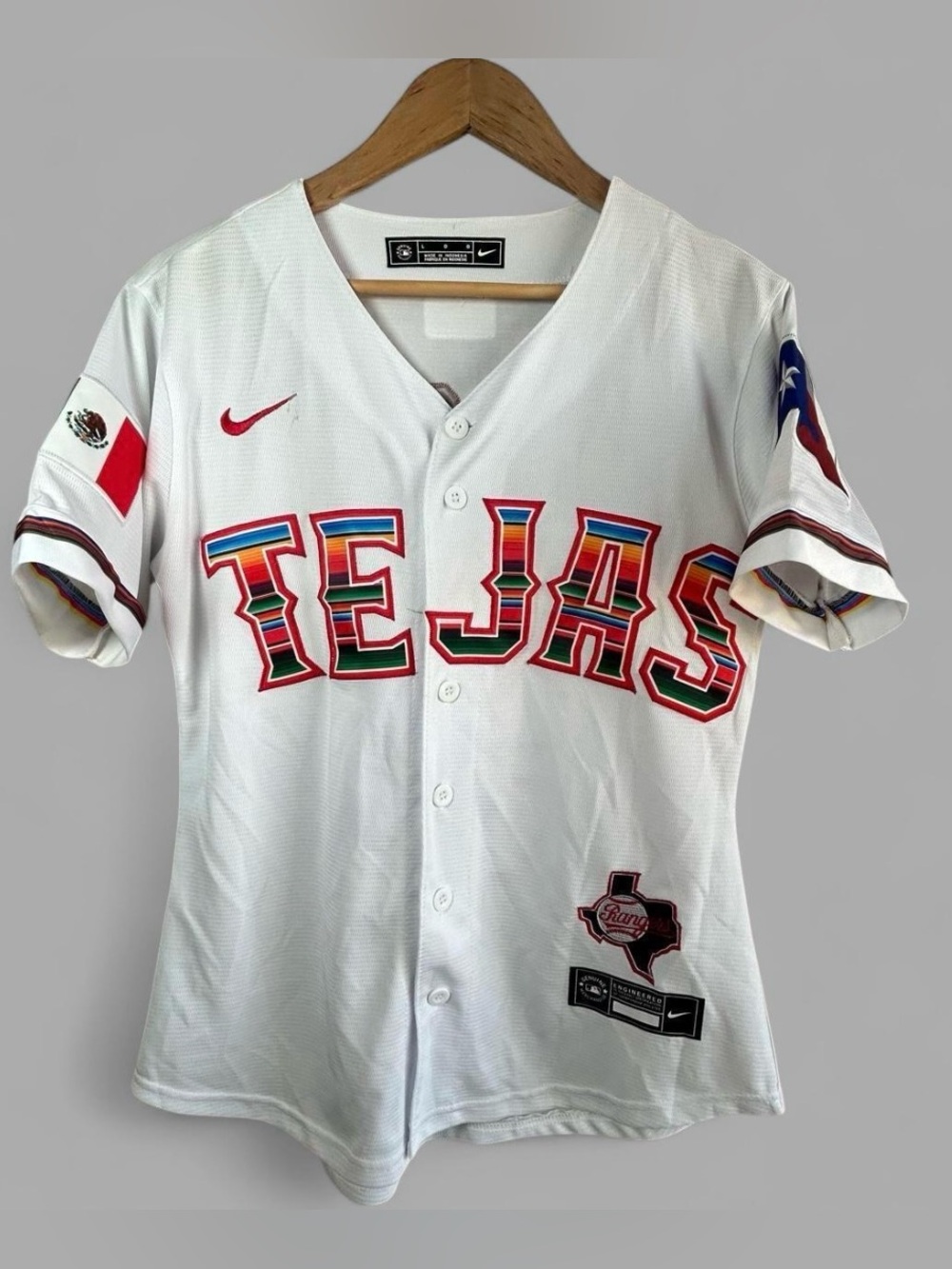 Texas Rangers Tejas Mexican Mexico Heritage Night Jersey Size Youth Large White